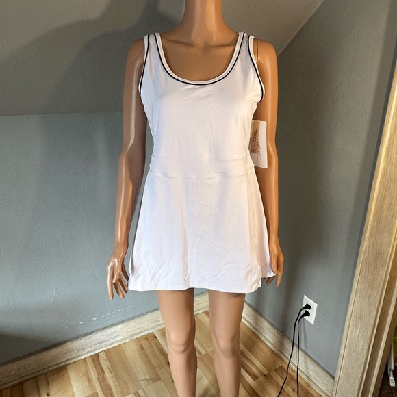 Gottex White Racer Back Mini Dress Athletic Tennis Style Size Large NWT - Picture 3 of 5
